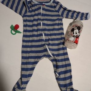 Cat & Jack Blue Striped Footies 6-9mo
